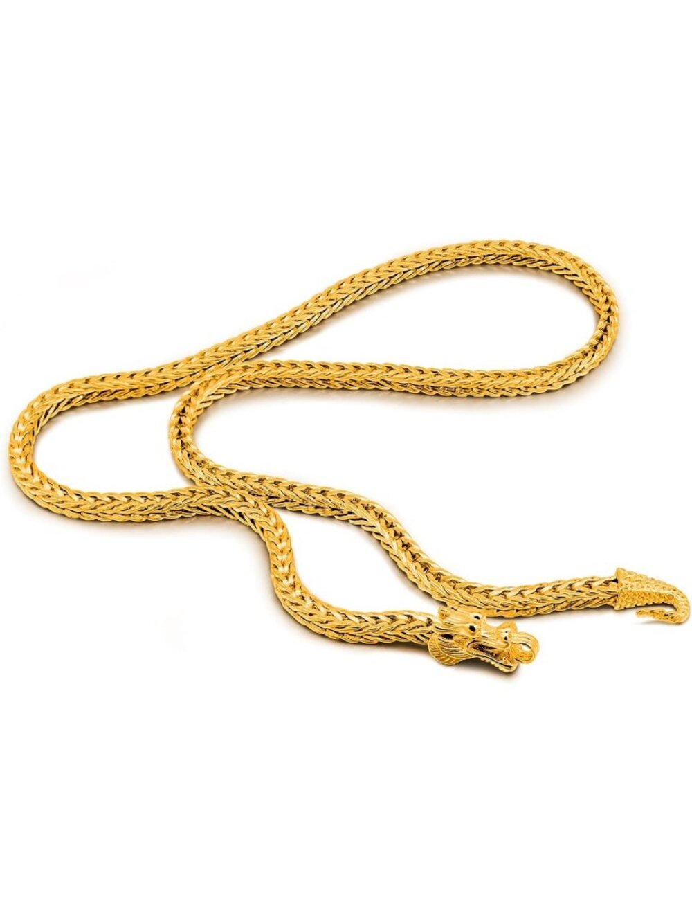 Men's Golden 925 Sterling Silver Dragon Necklace 5mm Franco Curb Link Chain